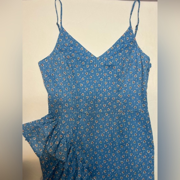 LoveShackFancy Maya Dress Ruffle Cotton Print Blue Size 4 - Picture 12 of 13